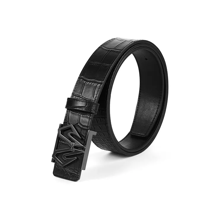BABAMA Crocodile Pattern, Smooth Buckle Leather Belts Men's 3.5CM-2