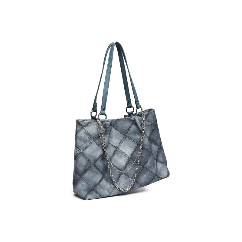 NOMK PU Chain Bag Tote Bag Shopping Bag Commuter Bag Handbag Shoulder Bag Regular Women's Black/Blue/Pink-16