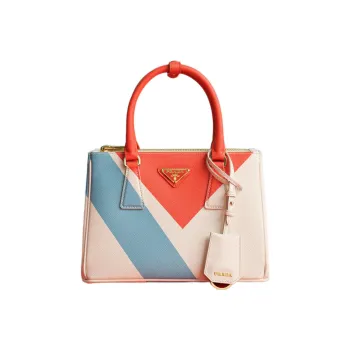 PRADA Galleria Killer Bag Leather Shoulder Bag Crossbody Bag Handbag Small Size Women's Orange/White