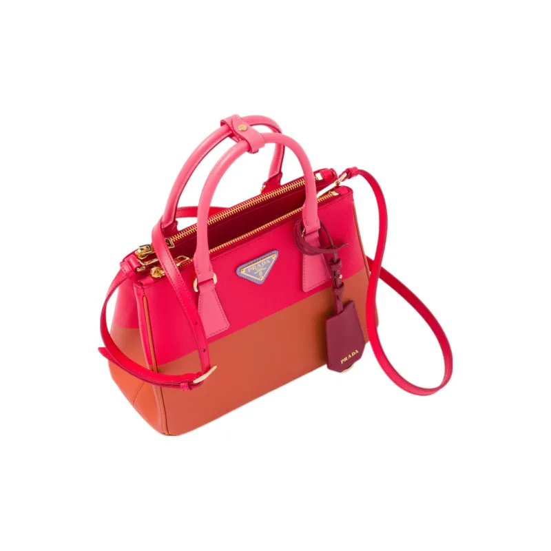PRADA Galleria Killer Bag Leather Shoulder Bag Crossbody Bag Handbag Small Size Women's Copper/Strawberry-2