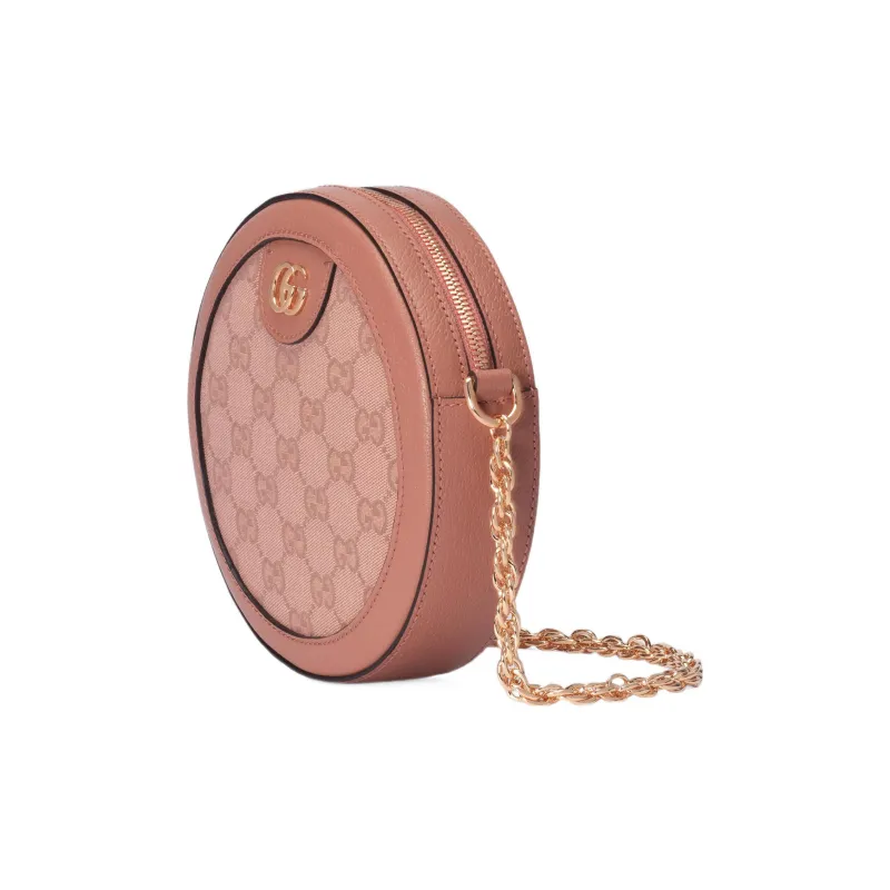 GUCCI Ophidia Canvas With Leather Round Bag, Crossbody Bag, Shoulder Bag Mini Women's Pink-2