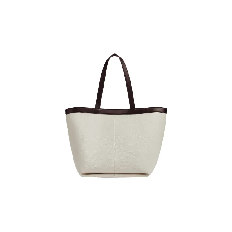 Bottega Veneta Canvas Bag, Tote Bag, Shopping Bag, Handbag Medium Size Women's Brown/White-2