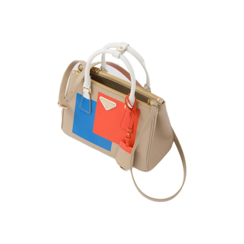 PRADA Galleria Killer Bag Leather Shoulder Bag Crossbody Bag Handbag Small Size Women's Desert Yellow/Orange-2