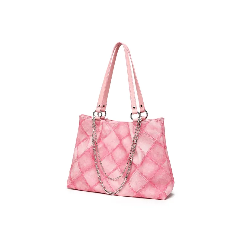NOMK PU Chain Bag Tote Bag Shopping Bag Commuter Bag Handbag Shoulder Bag Regular Women's Black/Blue/Pink-12