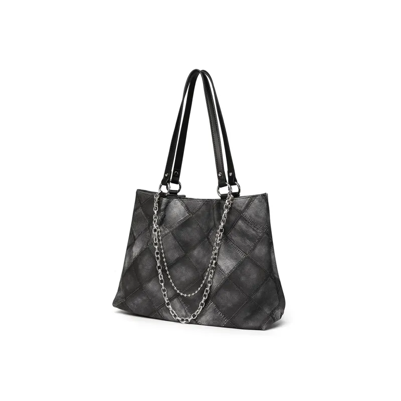 NOMK PU Chain Bag Tote Bag Shopping Bag Commuter Bag Handbag Shoulder Bag Regular Women's Black/Blue/Pink-1