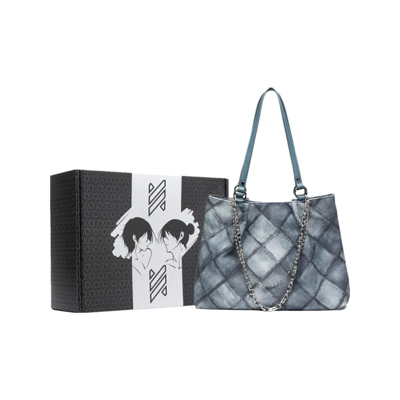 NOMK PU Chain Bag Tote Bag Shopping Bag Commuter Bag Handbag Shoulder Bag Regular Women's Black/Blue/Pink-18