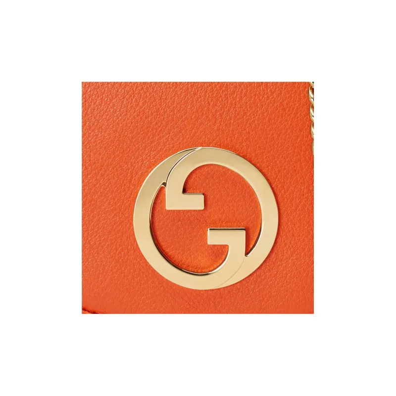 GUCCI Blondie Leather Shoulder Bag Crossbody Bag Wallet Medium Size Women's Orange-7