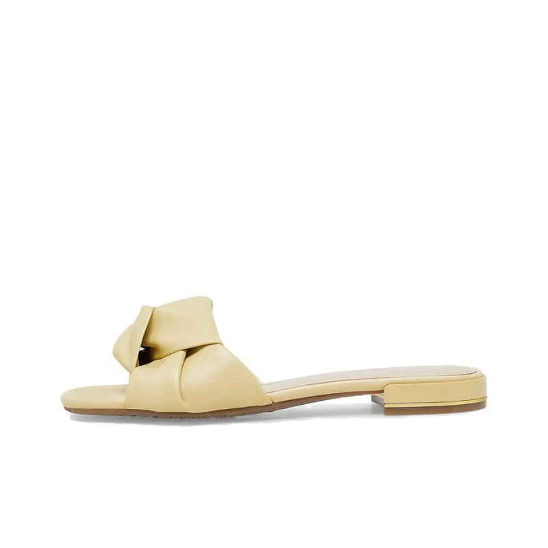 BATA Slide Slippers Women's Ecru/Yellow/Green-5