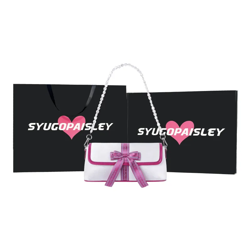 Syugopaisley Satin Shoulder Bag Handbag Shoulder Bag Women's Pink/Purple-4
