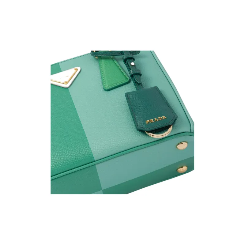 PRADA Galleria Killer Bag Leather Shoulder Bag Crossbody Bag Handbag Small Size Women's Teal/Green Jade Color-4