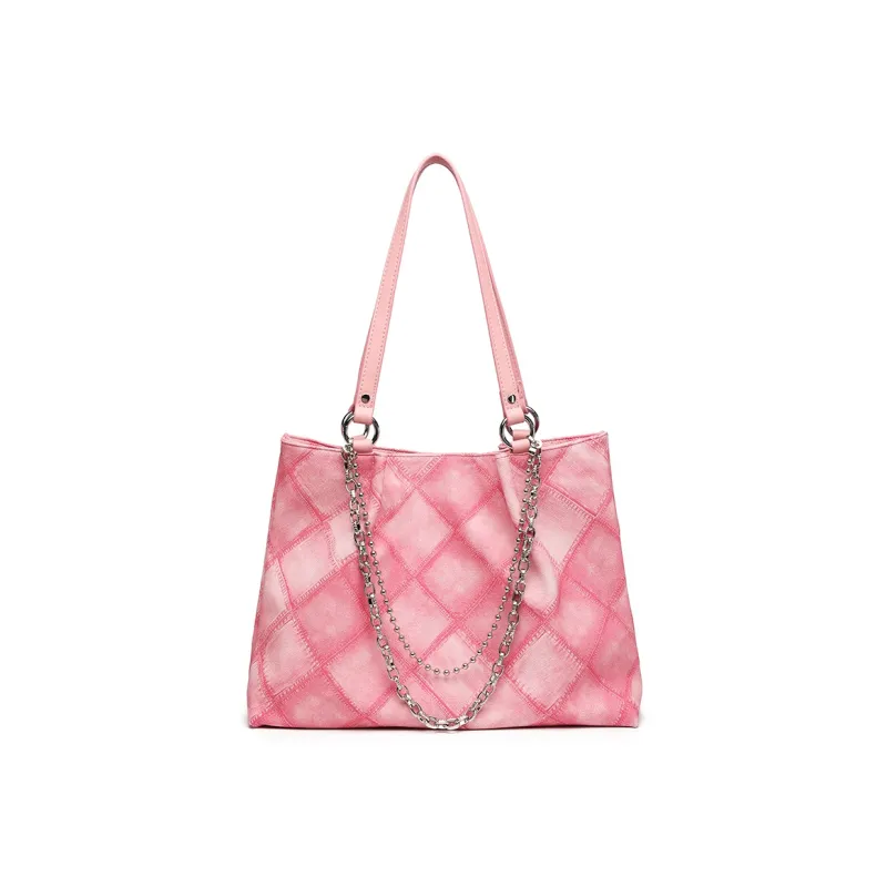 NOMK PU Chain Bag Tote Bag Shopping Bag Commuter Bag Handbag Shoulder Bag Regular Women's Black/Blue/Pink-10