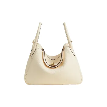 HERMES Lindy Taurillon Clemence Leather Handbag Shoulder Bag Women's I2 Nata Cream White