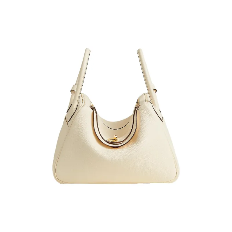 HERMES Lindy Taurillon Clemence Leather Handbag Shoulder Bag Women's I2 Nata Cream White-0
