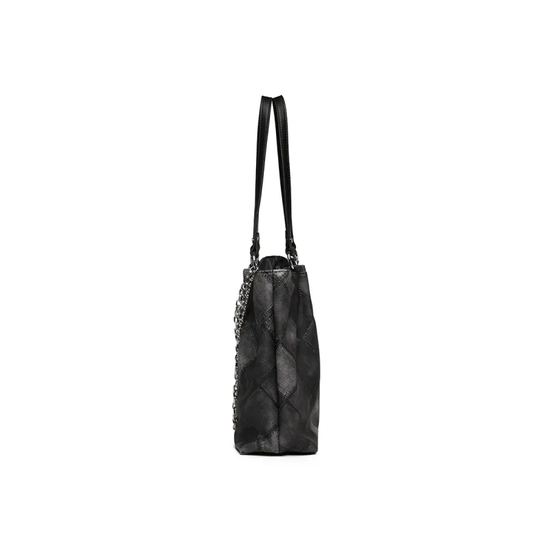 NOMK PU Chain Bag Tote Bag Shopping Bag Commuter Bag Handbag Shoulder Bag Regular Women's Black/Blue/Pink-2