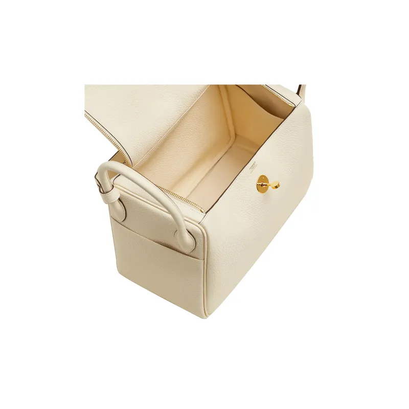 HERMES Lindy Taurillon Clemence Leather Handbag Shoulder Bag Women's I2 Nata Cream White-3