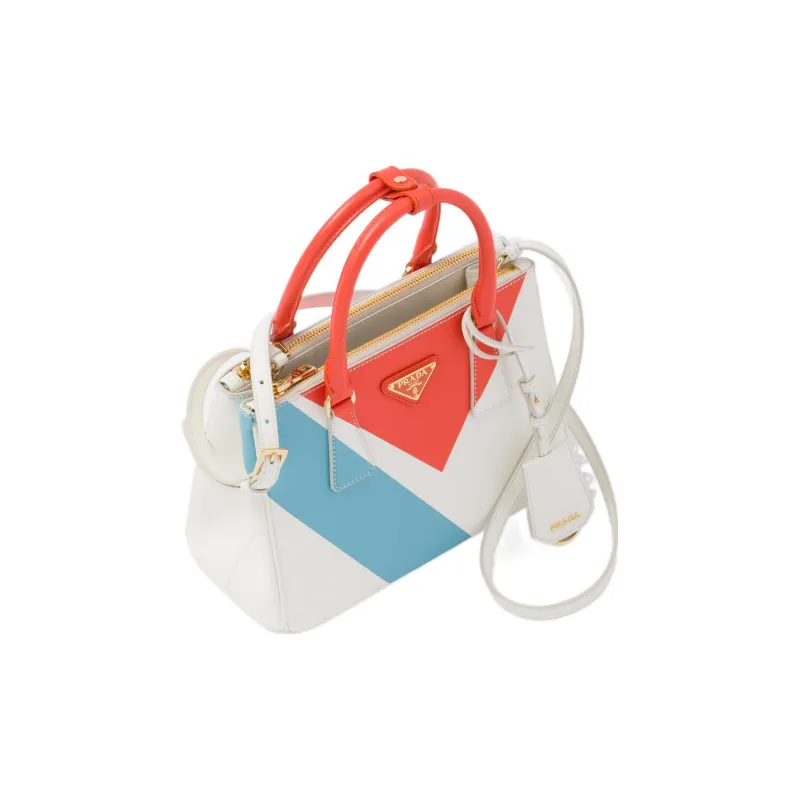 PRADA Galleria Killer Bag Leather Shoulder Bag Crossbody Bag Handbag Small Size Women's Orange/White-1
