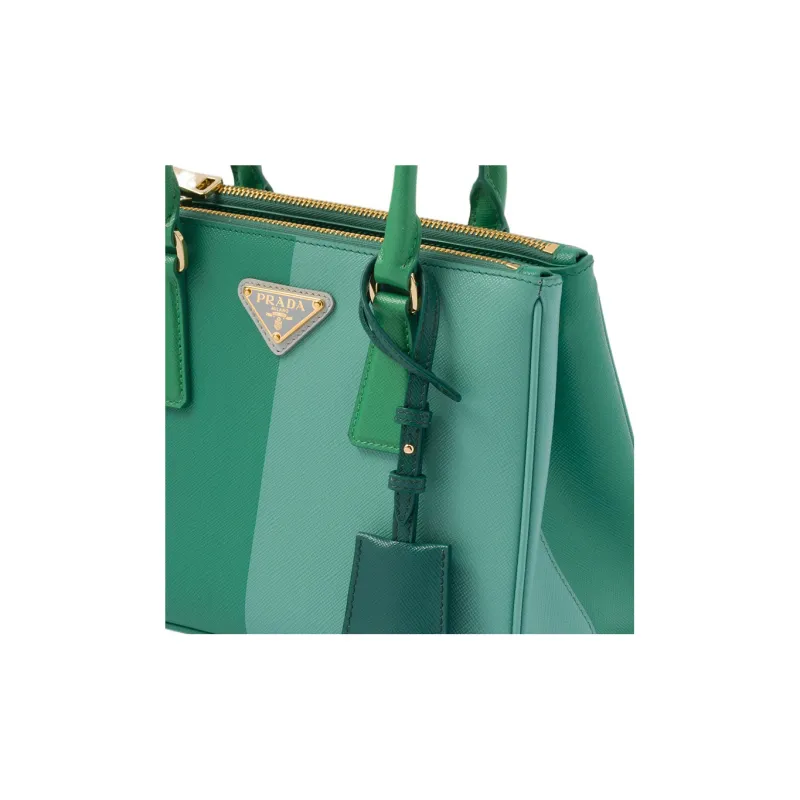 PRADA Galleria Killer Bag Leather Shoulder Bag Crossbody Bag Handbag Small Size Women's Teal/Green Jade Color-3