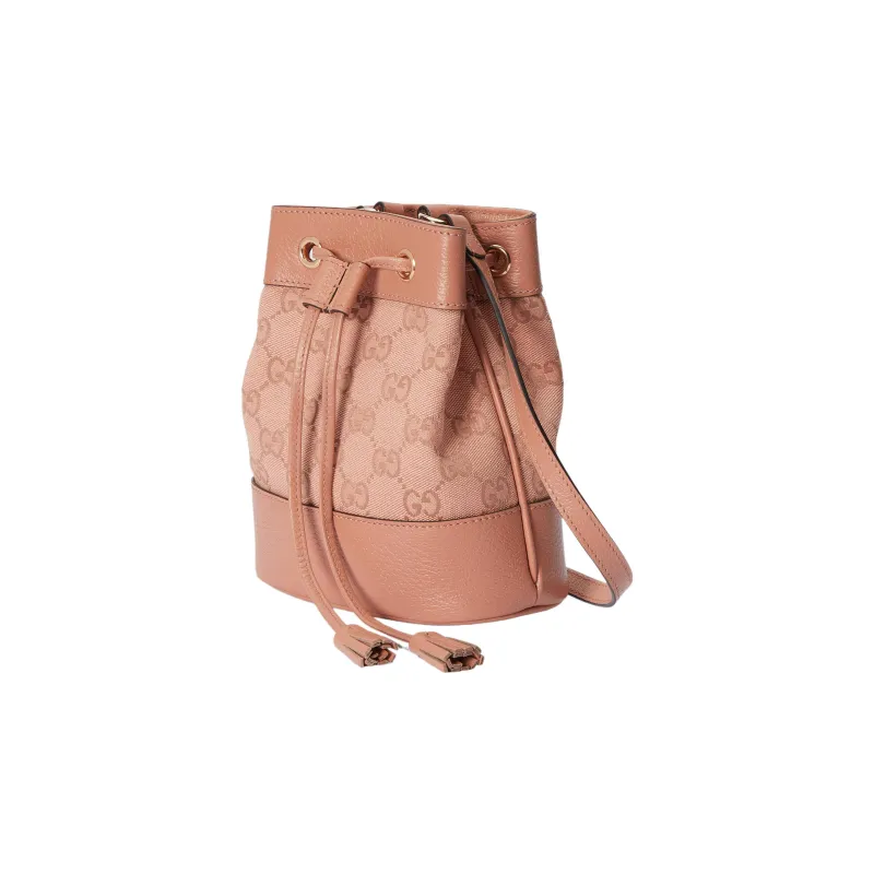 GUCCI Ophidia Canvas With Leather Bucket Bags Crossbody Bag Shoulder Bag Women's Pink-1