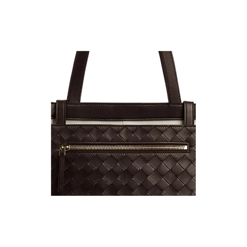 Bottega Veneta Canvas Bag, Tote Bag, Shopping Bag, Handbag Medium Size Women's Brown/White-4