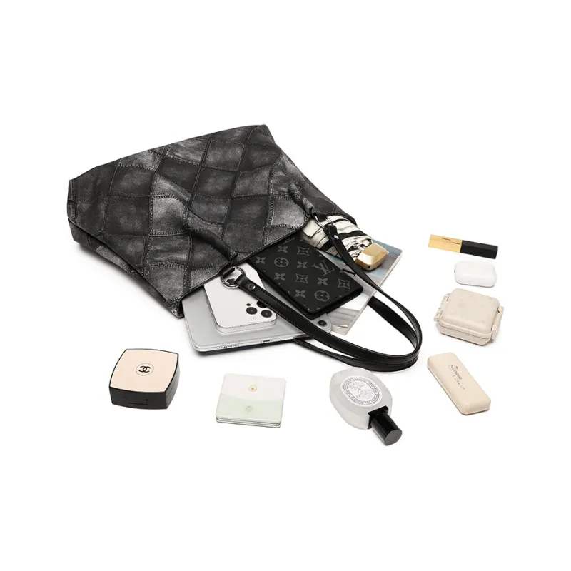 NOMK PU Chain Bag Tote Bag Shopping Bag Commuter Bag Handbag Shoulder Bag Regular Women's Black/Blue/Pink-6