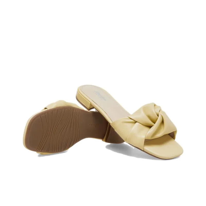 BATA Slide Slippers Women's Ecru/Yellow/Green-9