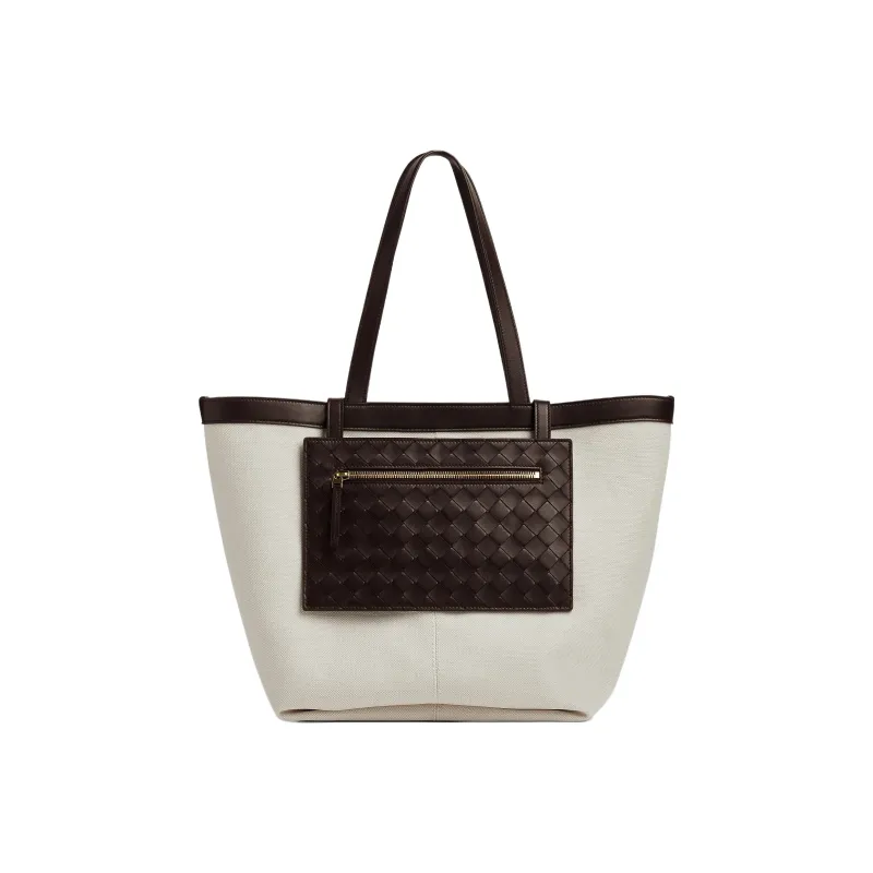 Bottega Veneta Canvas Bag, Tote Bag, Shopping Bag, Handbag Medium Size Women's Brown/White-0