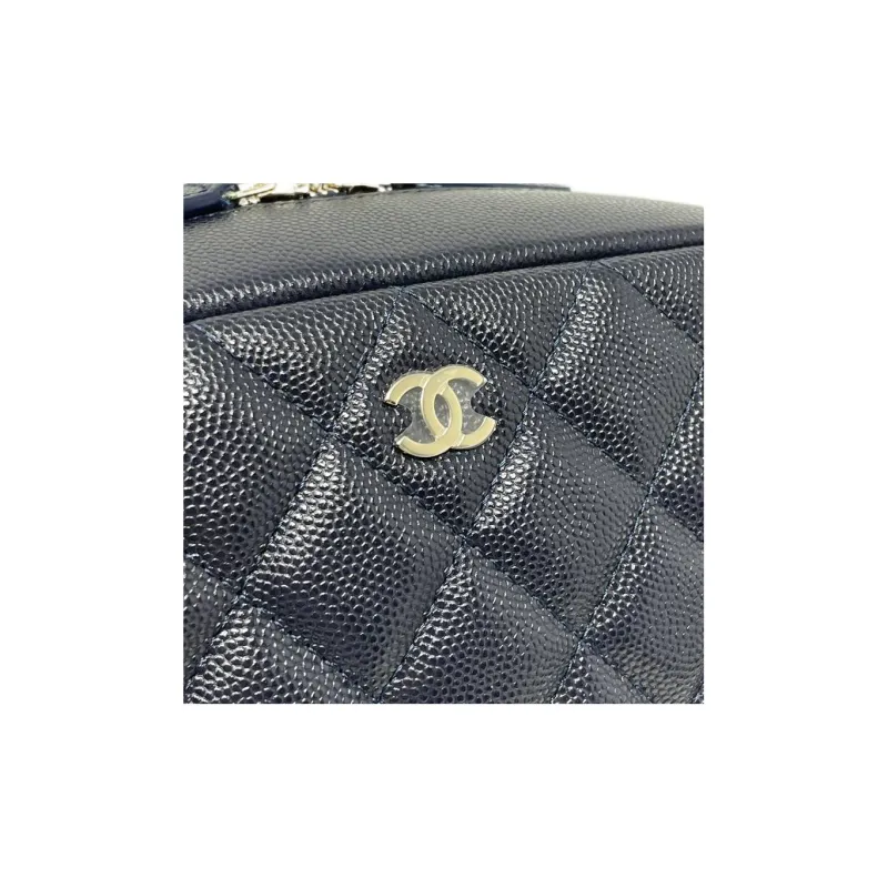 CHANEL Caviar Cow Leather Pouch, Clutch, Makeup Bag Women's Black-4