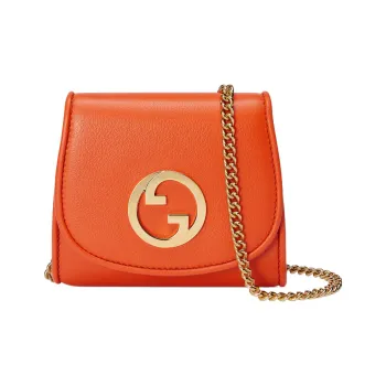 GUCCI Blondie Leather Shoulder Bag Crossbody Bag Wallet Medium Size Women's Orange