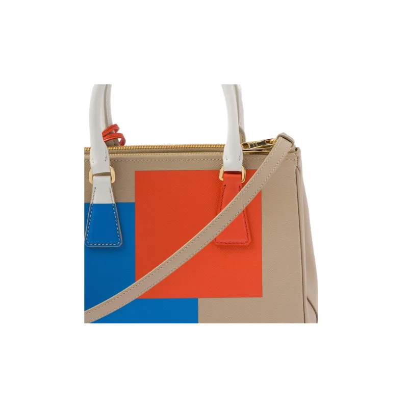 PRADA Galleria Killer Bag Leather Shoulder Bag Crossbody Bag Handbag Small Size Women's Desert Yellow/Orange-3