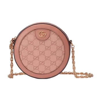 GUCCI Ophidia Canvas With Leather Round Bag, Crossbody Bag, Shoulder Bag Mini Women's Pink