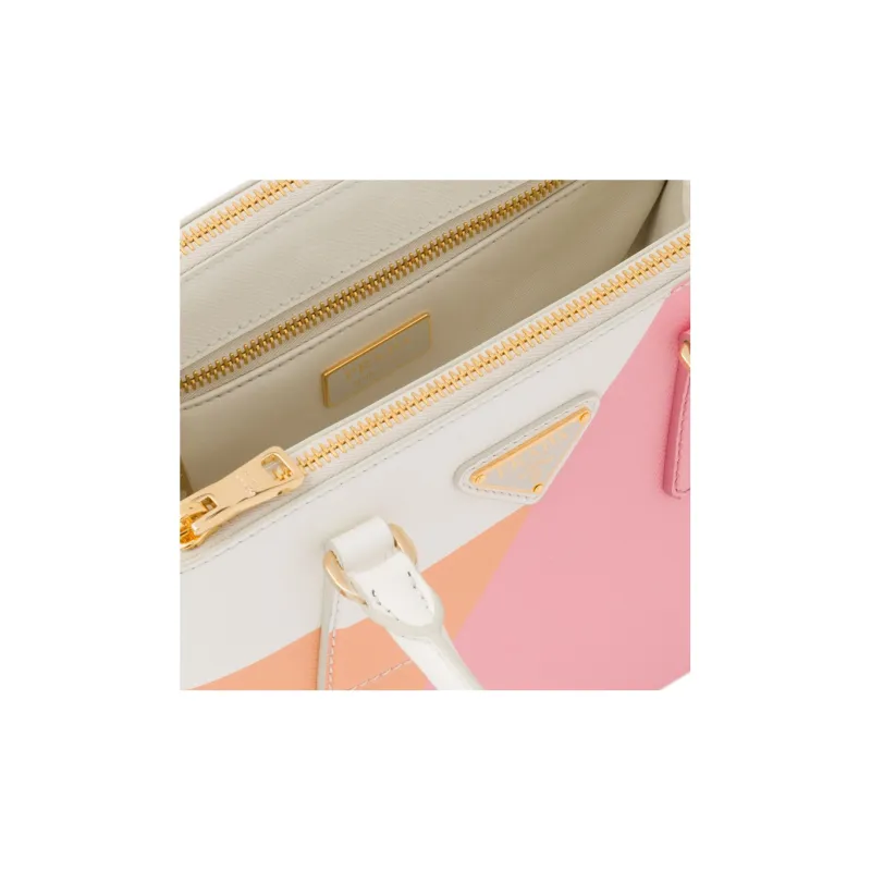 PRADA Galleria Killer Bag Leather Shoulder Bag Crossbody Bag Handbag Small Size Women's Corn Yellow/Petal Pink-4