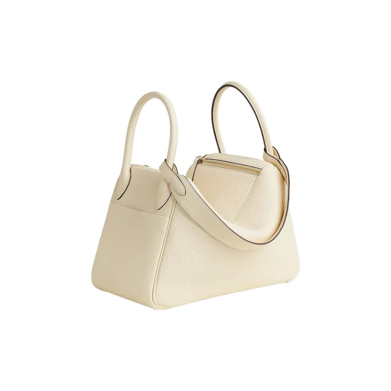 HERMES Lindy Taurillon Clemence Leather Handbag Shoulder Bag Women's I2 Nata Cream White-2