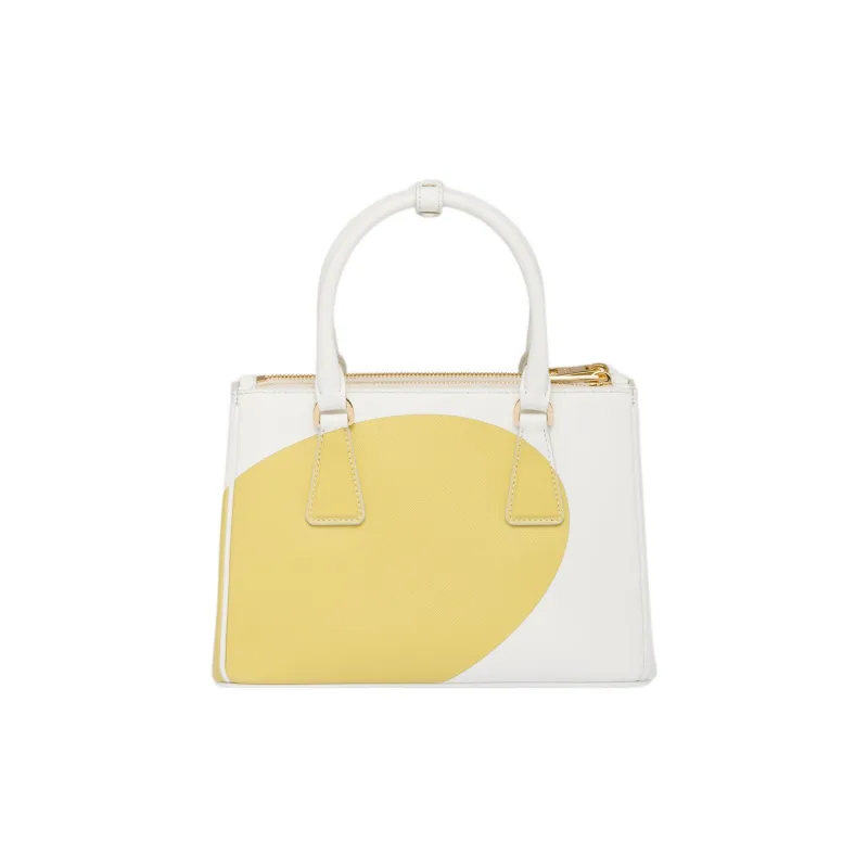 PRADA Galleria Killer Bag Leather Shoulder Bag Crossbody Bag Handbag Small Size Women's White/Yellow-2