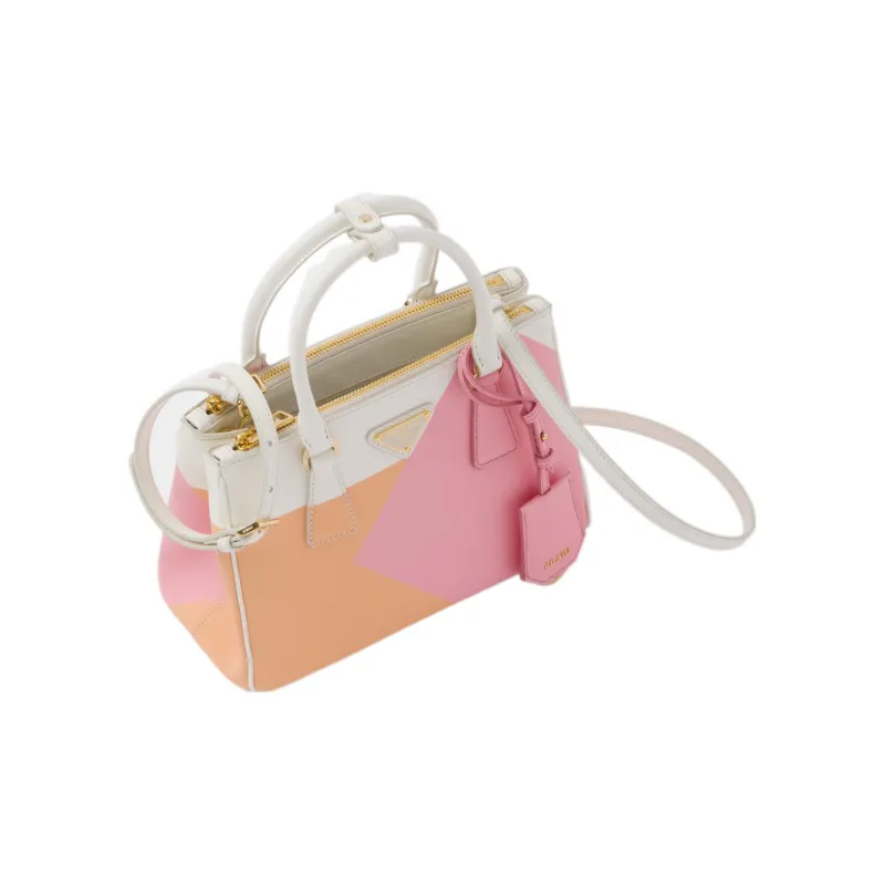 PRADA Galleria Killer Bag Leather Shoulder Bag Crossbody Bag Handbag Small Size Women's Corn Yellow/Petal Pink-1