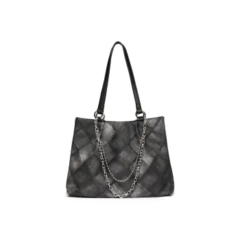 NOMK PU Chain Bag Tote Bag Shopping Bag Commuter Bag Handbag Shoulder Bag Regular Women's Black/Blue/Pink