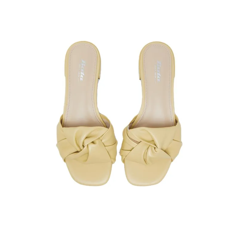 BATA Slide Slippers Women's Ecru/Yellow/Green-8