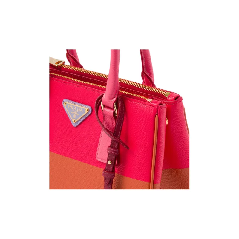 PRADA Galleria Killer Bag Leather Shoulder Bag Crossbody Bag Handbag Small Size Women's Copper/Strawberry-3