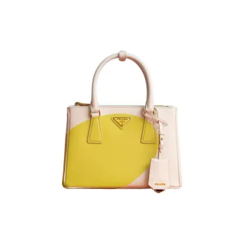 PRADA Galleria Killer Bag Leather Shoulder Bag Crossbody Bag Handbag Small Size Women's White/Yellow