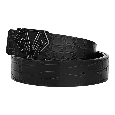 BABAMA Crocodile Pattern, Smooth Buckle Leather Belts Men's 3.5CM-3