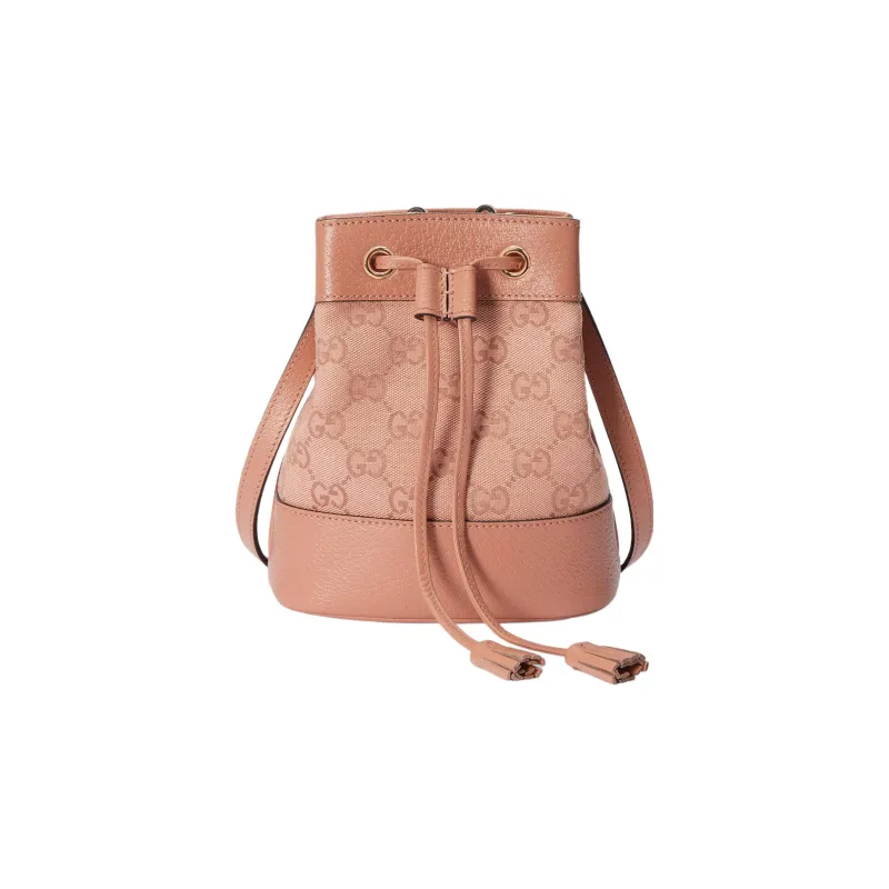 GUCCI Ophidia Canvas With Leather Bucket Bags Crossbody Bag Shoulder Bag Women's Pink-0