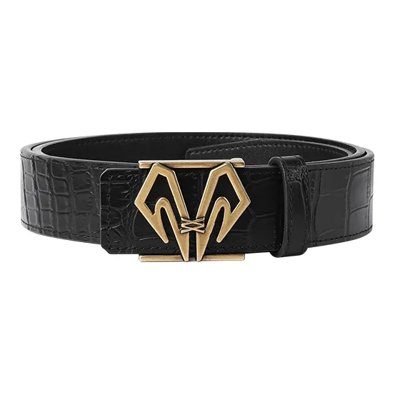 BABAMA Crocodile Pattern, Smooth Buckle Leather Belts Men's 3.5CM-7