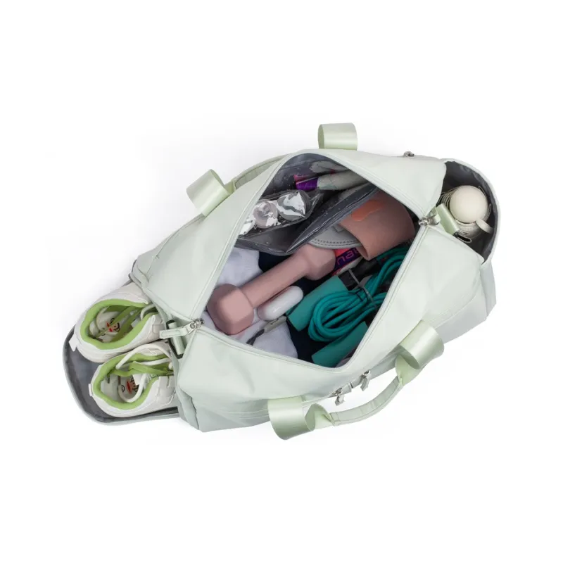 LOVERPUSS Polyester Travel Bag Crossbody Bag Gym Bag Unisex Green/Pink-5