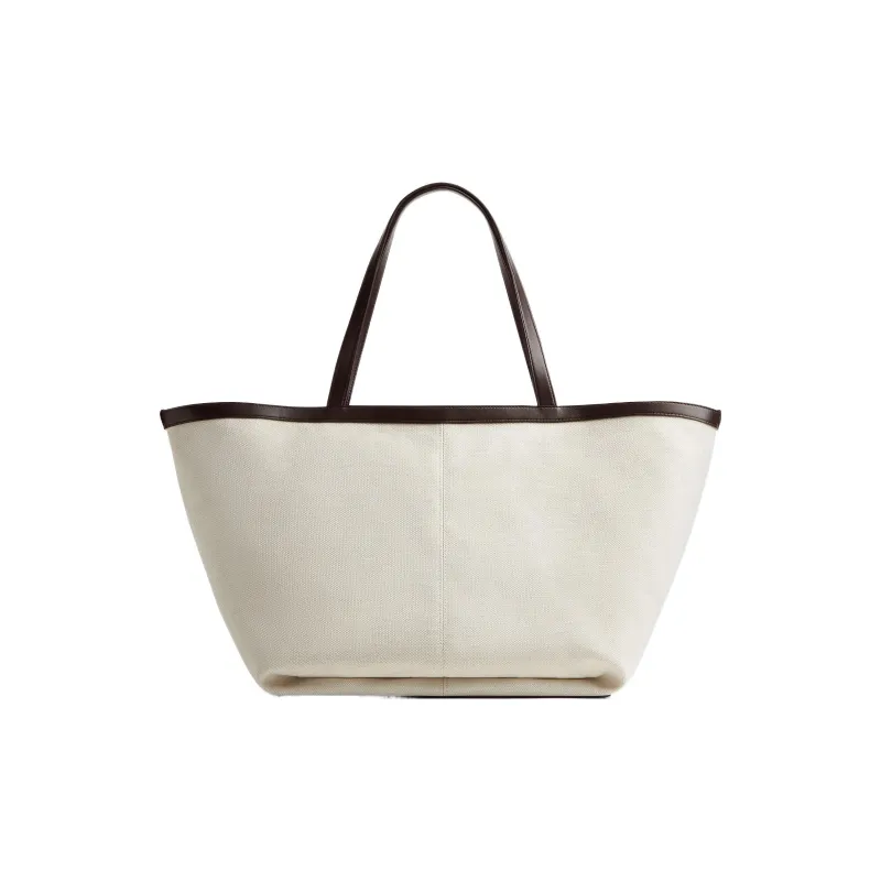 Bottega Veneta Canvas Bag, Tote Bag, Shopping Bag, Handbag Tubas Women's White/Dark Brown-2