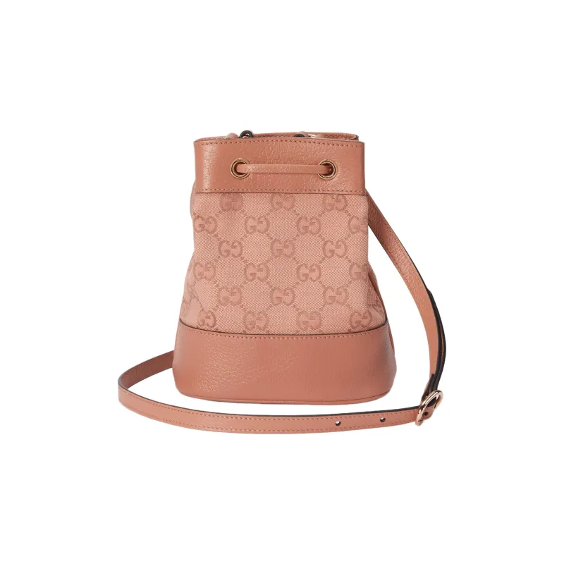 GUCCI Ophidia Canvas With Leather Bucket Bags Crossbody Bag Shoulder Bag Women's Pink-3
