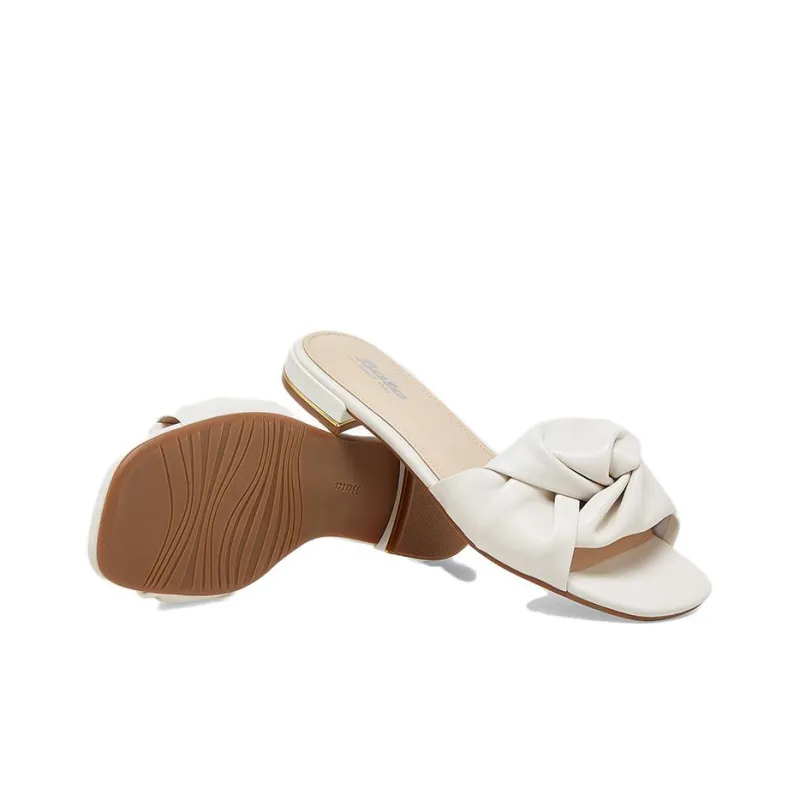 BATA Slide Slippers Women's Ecru/Yellow/Green-4