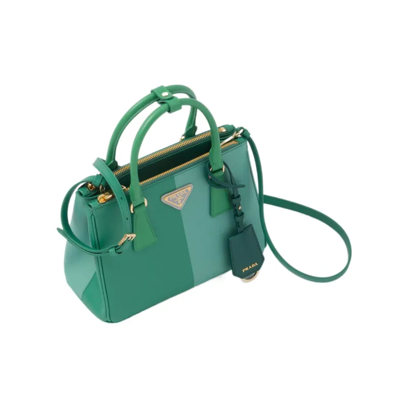 PRADA Galleria Killer Bag Leather Shoulder Bag Crossbody Bag Handbag Small Size Women's Teal/Green Jade Color-1