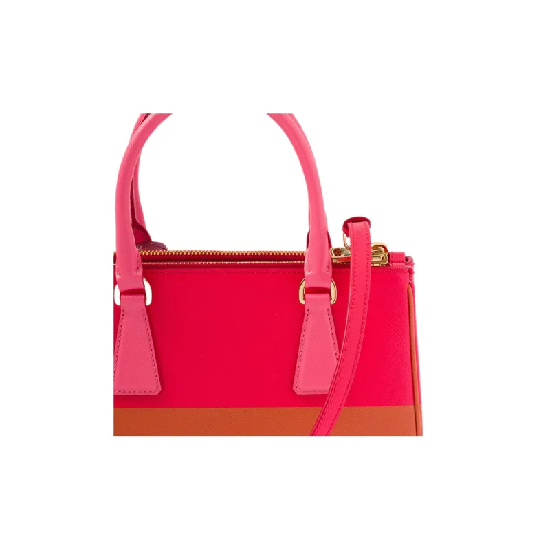 PRADA Galleria Killer Bag Leather Shoulder Bag Crossbody Bag Handbag Small Size Women's Copper/Strawberry-4
