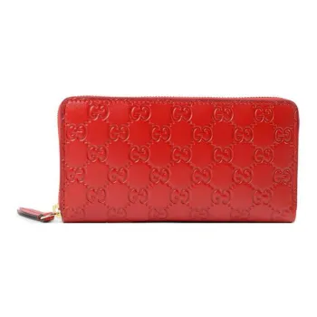 GUCCI Cow Leather Wallet Regular Women's Red