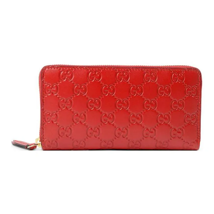 GUCCI Cow Leather Wallet Regular Women's Red-0