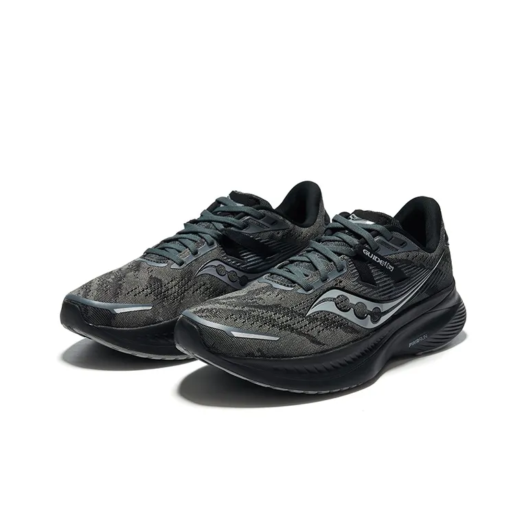 Saucony Guide 16 Anti Slip Wear Resistant Low Top Training Running Shoes Men's Gray Black-2